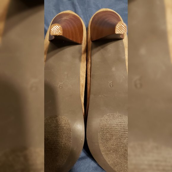 Charming Charlie Tan Suede Peep Toe Shoe - Picture 5 of 5